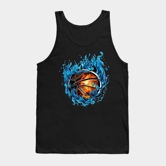 Abstract Burning Basketball Ball Tank Top by mieeewoArt